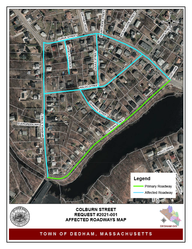 Affected Roadways Map Colburn Street area