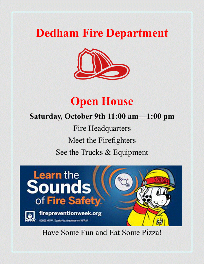 Dedham Fire Department Open House Flyer 2021