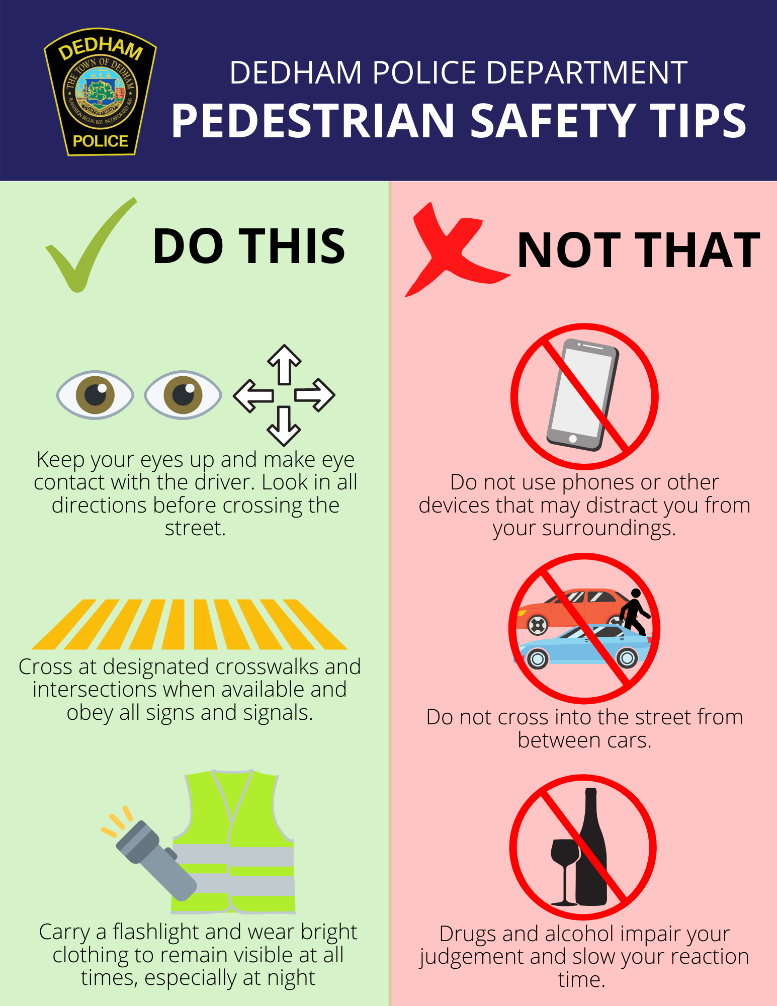 Do This, Not That Pedestrian Safety Graphic