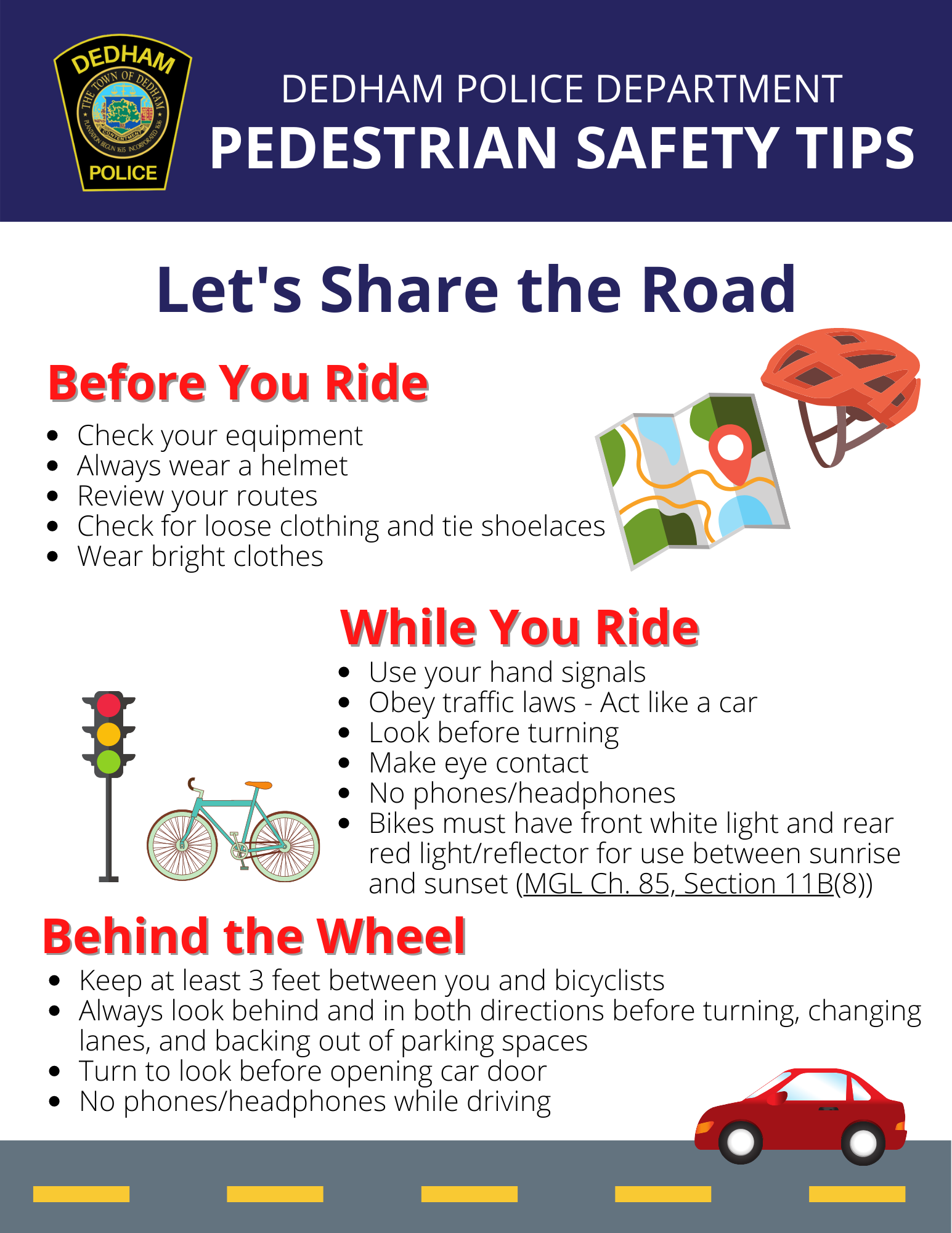 Let's Share the Road Pedestrian Safety Graphic