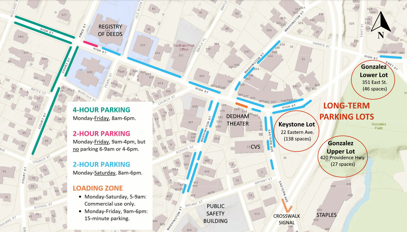 Dedham Square Parking Map