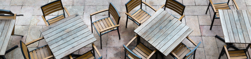 Outdoor dining tables and chairs